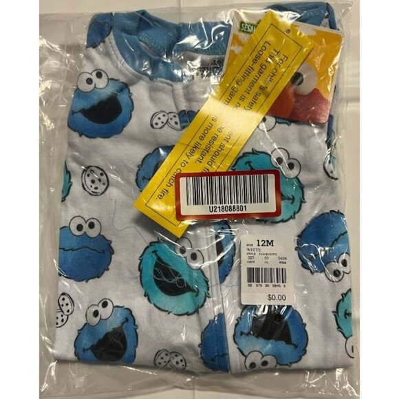 Sesame Street Cookie Monster Kids Union Onesie 12M Soft Cotton Pajamas - Picture 2 of 3